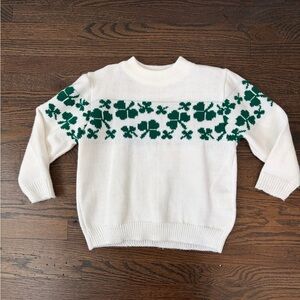 White and Green Women's Sweater